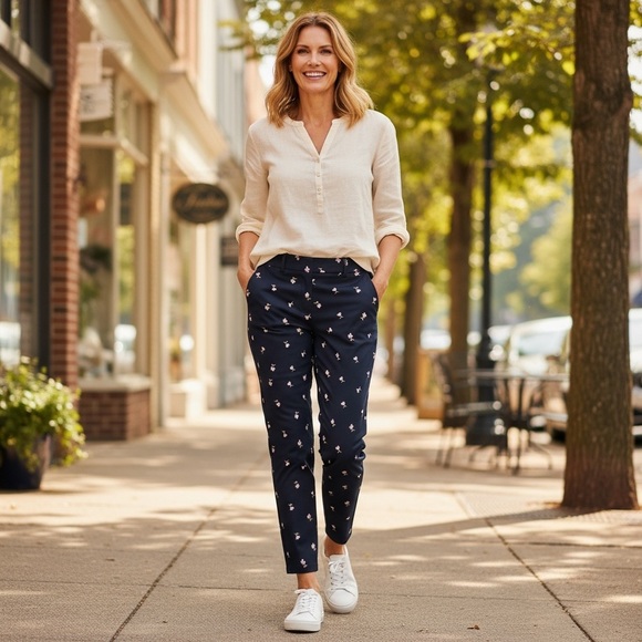 J. Crew Mercantile Floral Winnie Slim Ankle Pants Black Pink Preppy Casual 2 - Picture 3 of 6